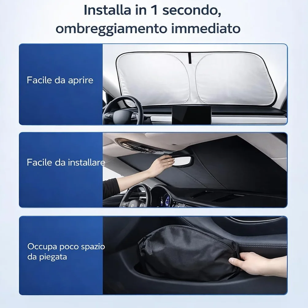 Parasole Auto Parabrezza Universale Protezione UV Anti Calore 145x80 cm