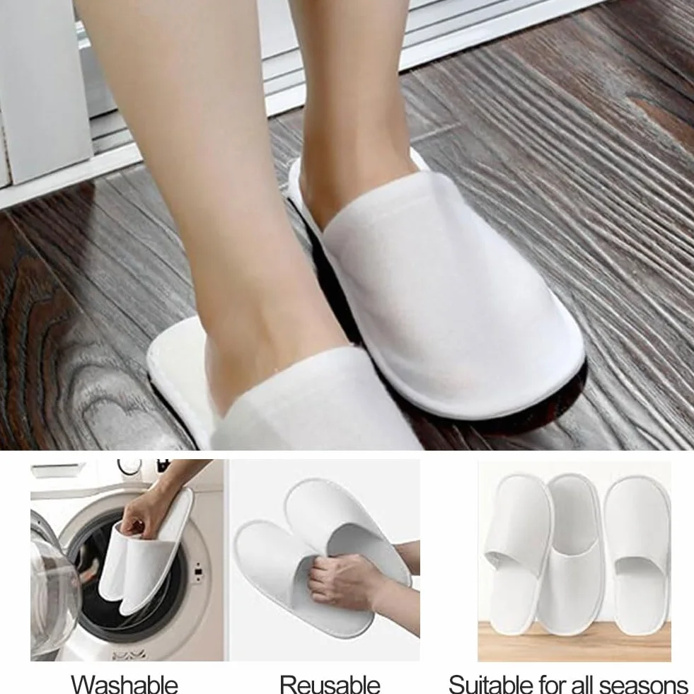 Pantofole Usa e Getta Antiscivolo, 3 Paia Monouso, Ciabatte per Ospiti Hotel, Pantofole in Spugna Premium Unisex