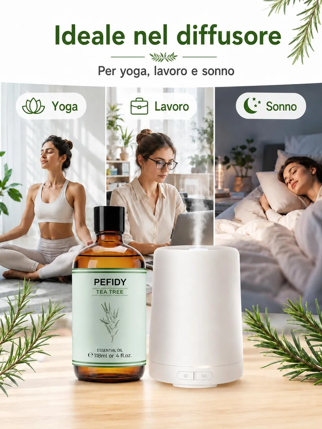 Olio Essenziale di Tea Tree 118ml, Olio di Melaleuca Alternifolia Distillato a Vapore, con Contagocce