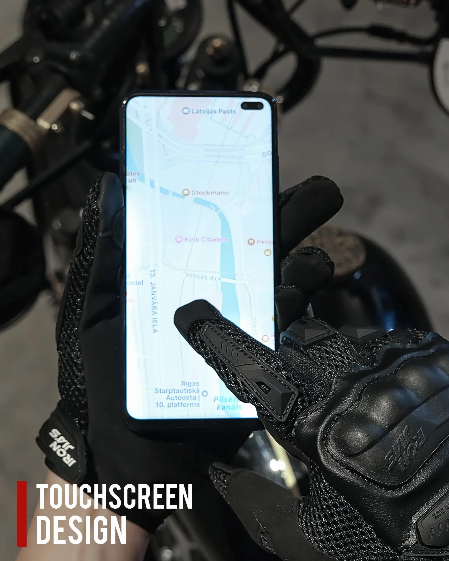 Guanti Moto Uomo Estivi Touch Screen Leggero Impermeabile Traspiranti Protezione Guscio Duro Resistente Usura Nero