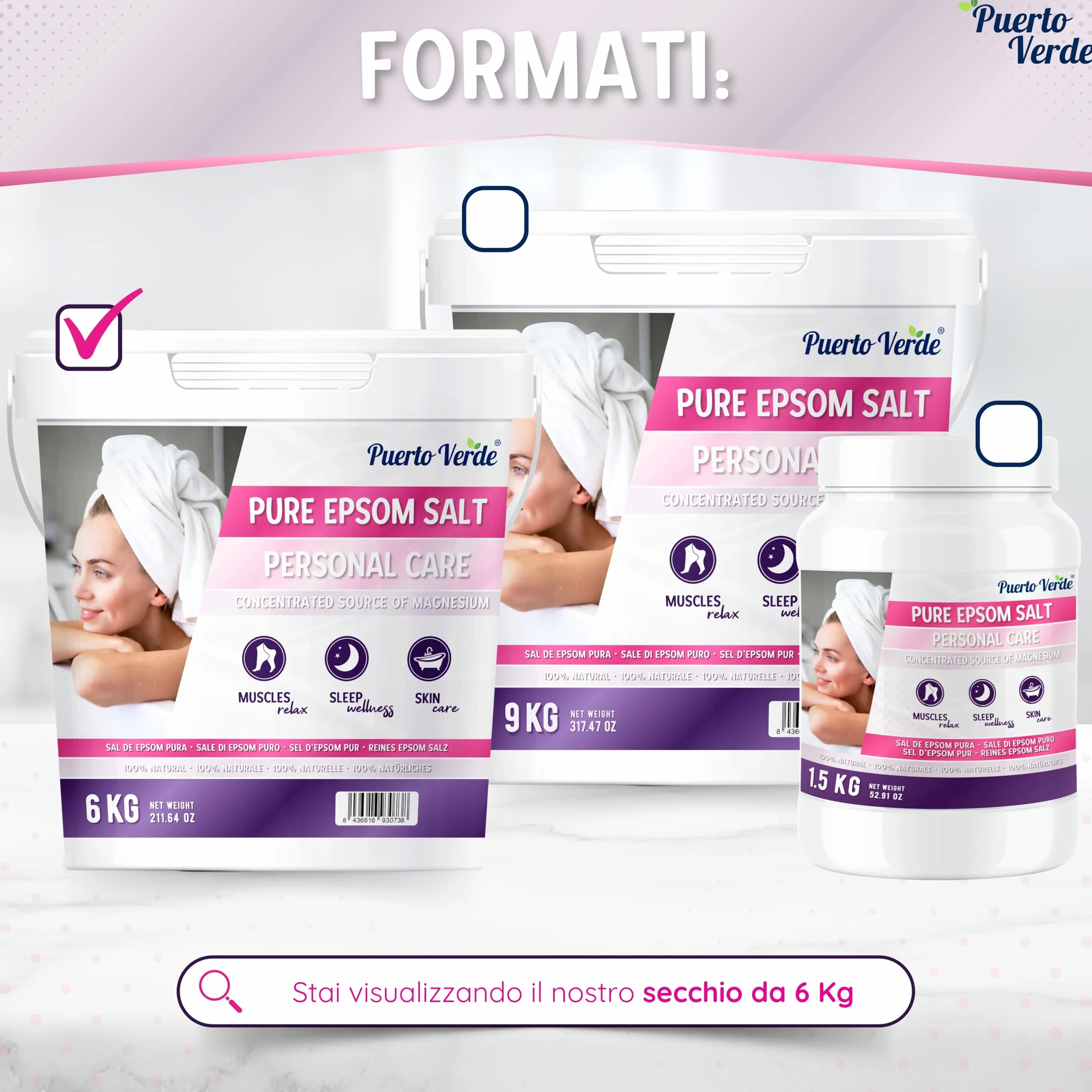 • Sale di Epsom Puro 6 Kg. Fonte Concentrata di Magnesio. Sale da Bagno a Rapida Dissoluzione per il Rilassamento Muscolare e il Buon Sonno. Cura di Pelle e Capelli. Produzione Europea.