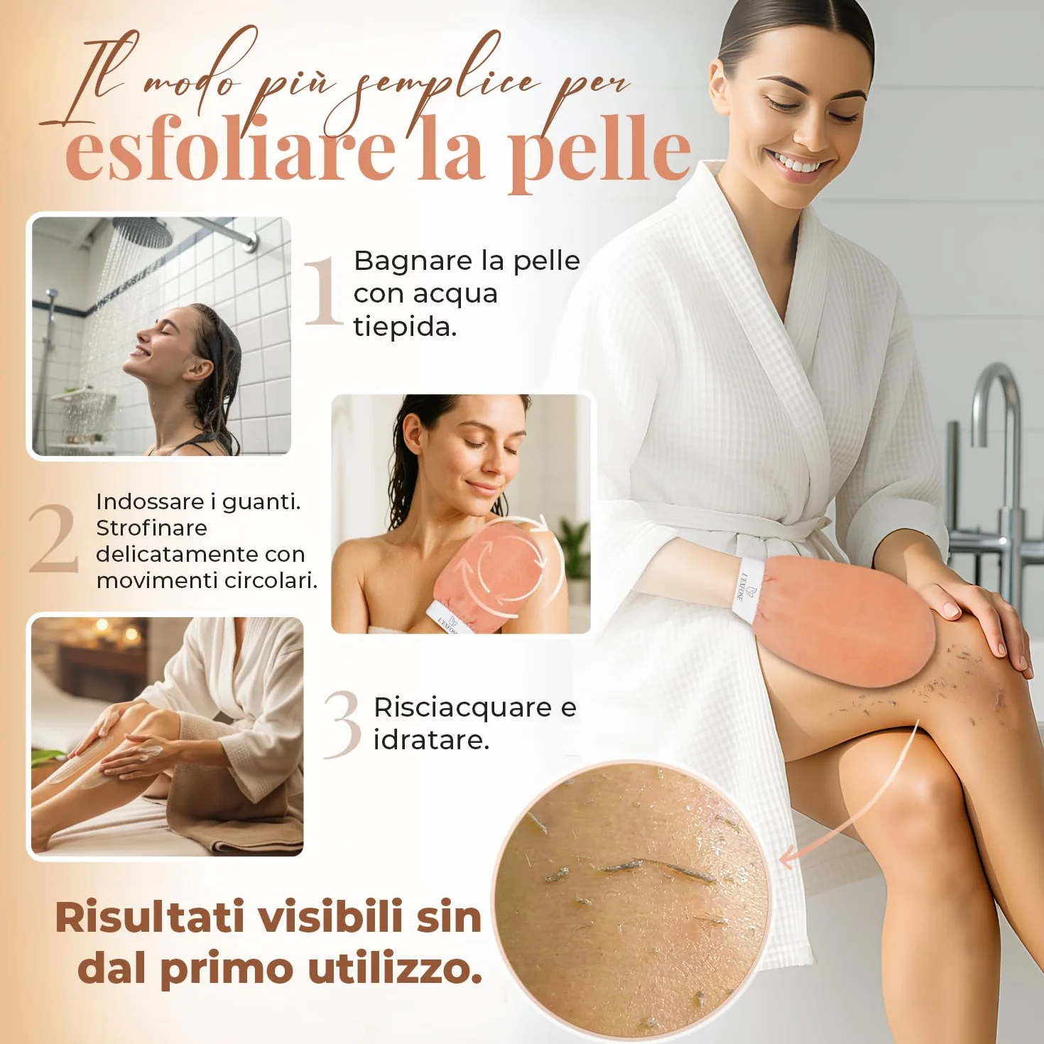L'Exfose guanto esfoliante corpo in viscosa kessa scrub - rimuove cellule morte e idrata