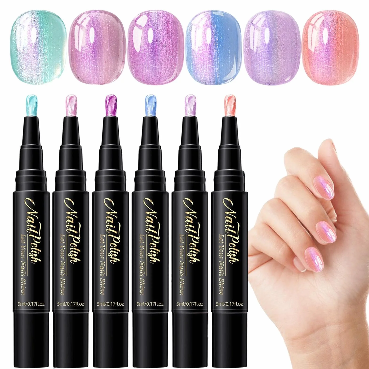 Penne Da Unghie,Gel A Base D'Acqua 6 Colori,Set Di Pennarelli Smalto Unghie Ad Asciugatura All'Aria - Per Casa Salone Feste Viaggi Matrimoni Pratica Donne Ragazze Principianti