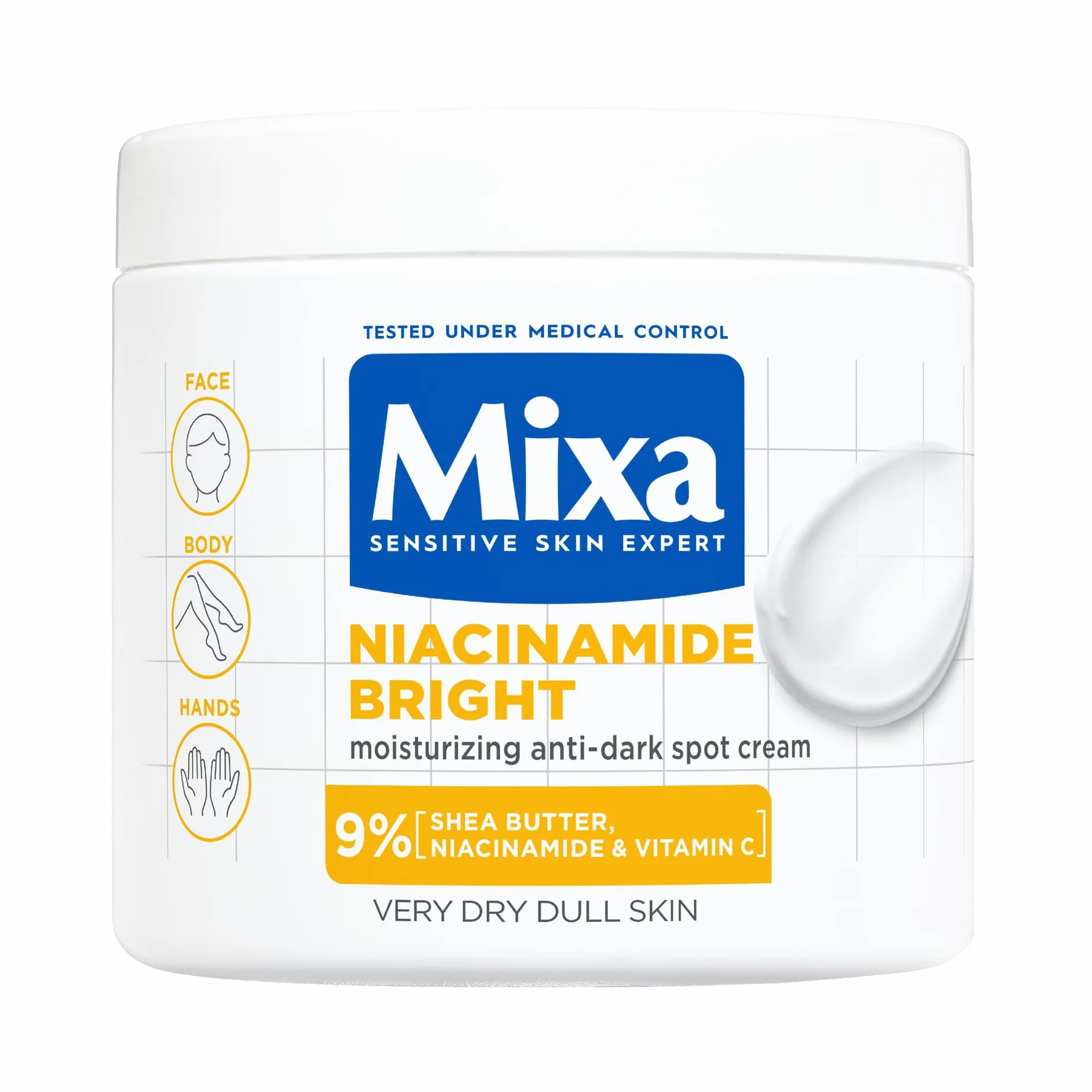 Mixa Crema Idratante Anti-Macchie Niacinamide 9% Vitamina C Burro di Karité 400 ml