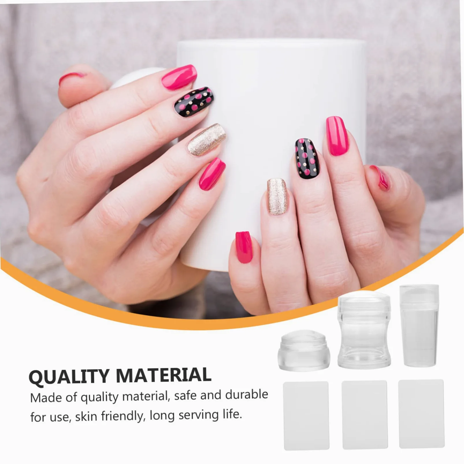 FRCOLOR 9sets Timbri Per Unghie Silicone Con Raschietti Per Manicure Per Versatile e Facile Usare