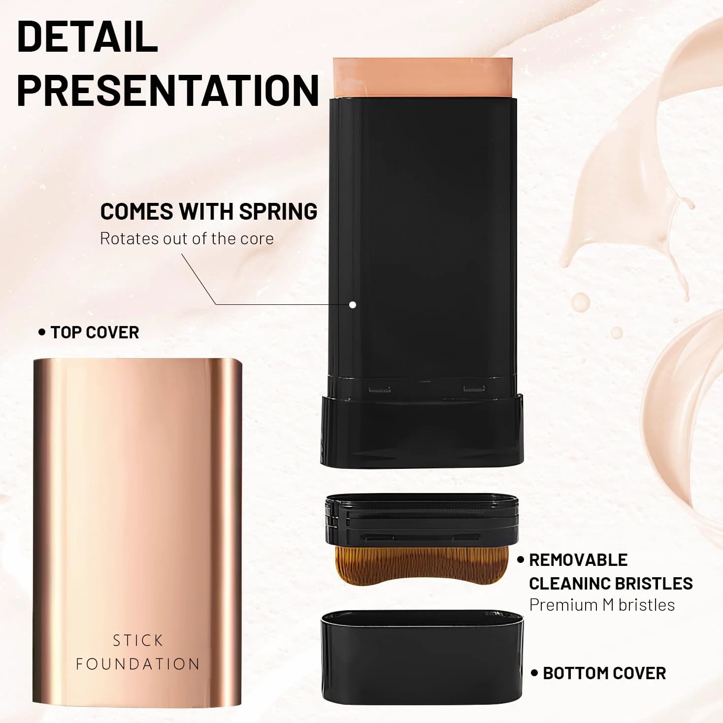 satasiam Barra per trucco 2 in 1 anti-rughe, stick per trucco coreano Flawless Eraser: idratante e leggero, barra trucco a doppia testa con pennello, barra multiuso per contorno viso