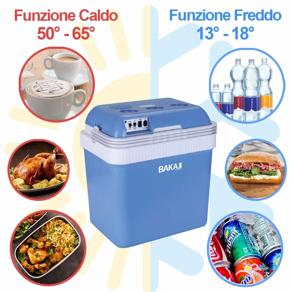 Bakaji Frigorifero Elettrico 24LT 12/220V Portatile Caldo Freddo 41x30x45 cm