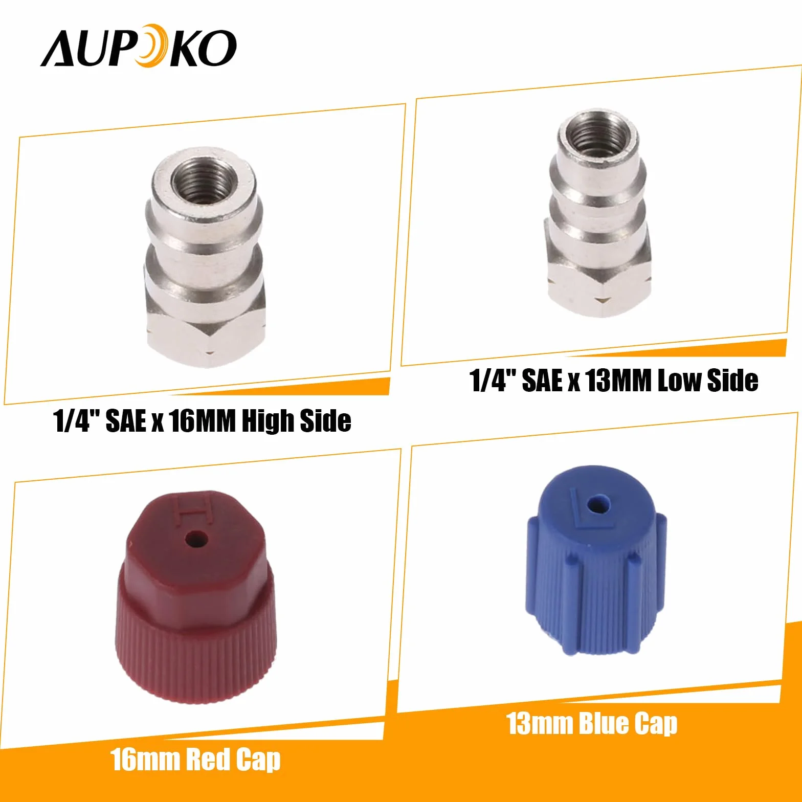 Aupoko Kit Adattatore Conversione R12 R22 a R134A, Set 2 Valvole Alta/Bassa 1/4" SAE 7/16"-20 UNF