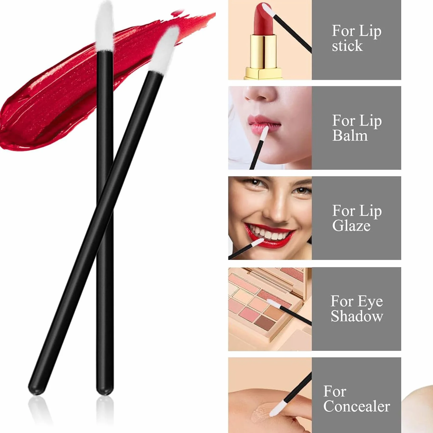 Set di 300 pennelli usa e getta per mascara, applicatori per labbra, 100 micro pennelli + 100 pennelli per ciglia + 100 bacchette per rossetto con scatola organizer nera