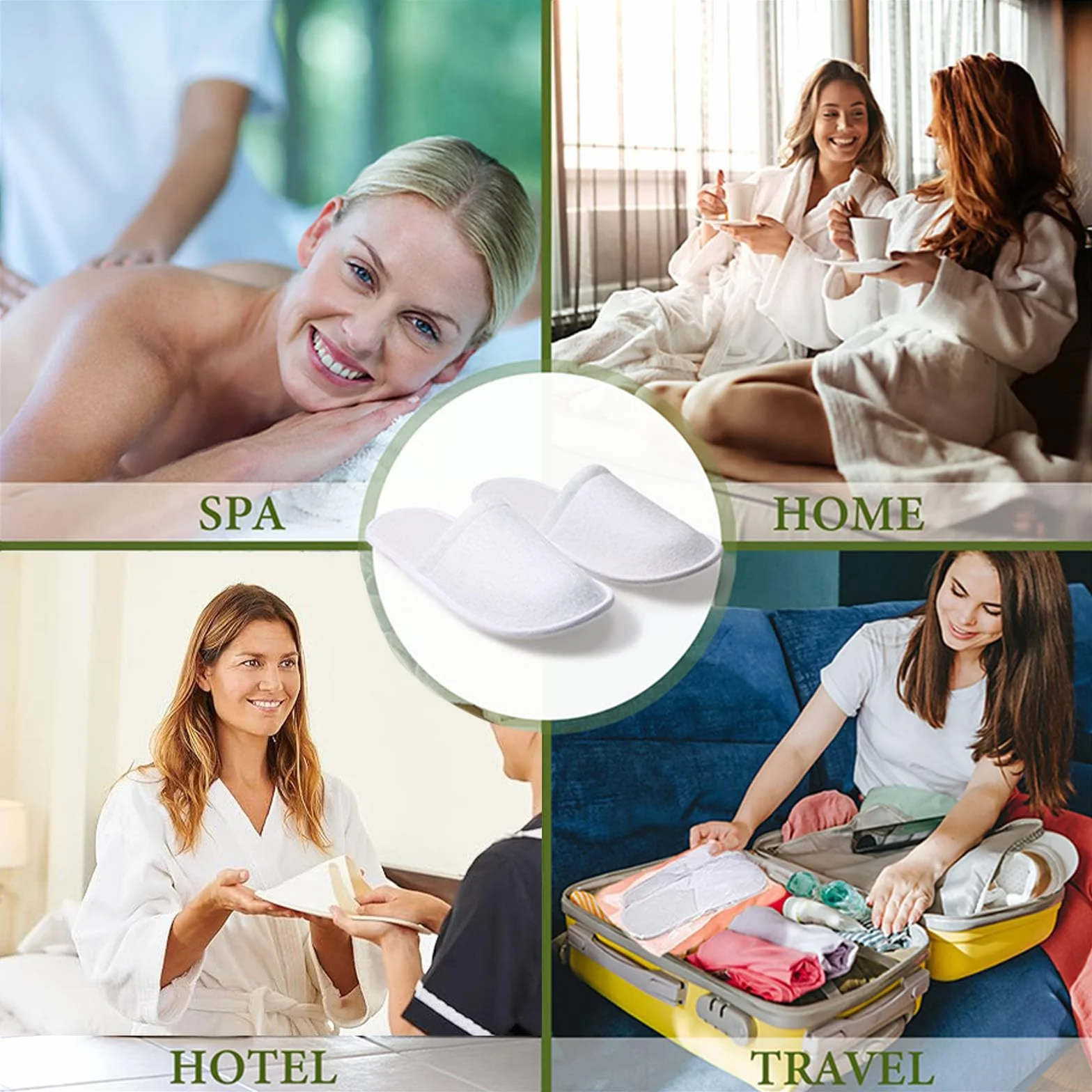 Pantofole Hotel, Pantofole Chiuse Hotel, 3 Paia Pantofole Usa E Getta Ospiti Antiscivolo, Pantofole d'albergo, Ciabatte Monouso Ospiti, Pantofole SPA, Ciabatte Sposa Bianco(Taglia Eu 37-43, Bianco)