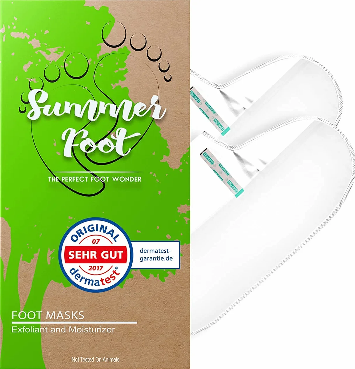 SUMMER FOOT Premium - Maschera per la rimozione di calli I dermatologicamente testata, istruzioni in lingua tedesca (Green Edition)