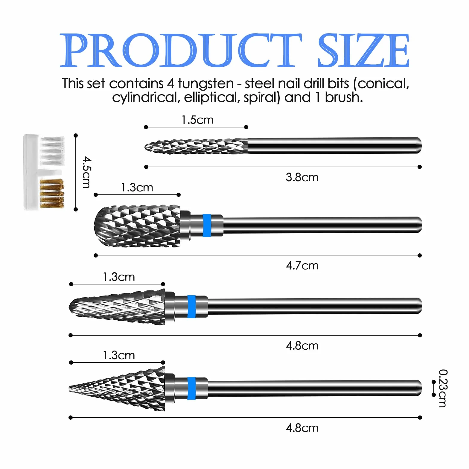 Punte per fresa unghie 2,35 mm universali manicure pedicure