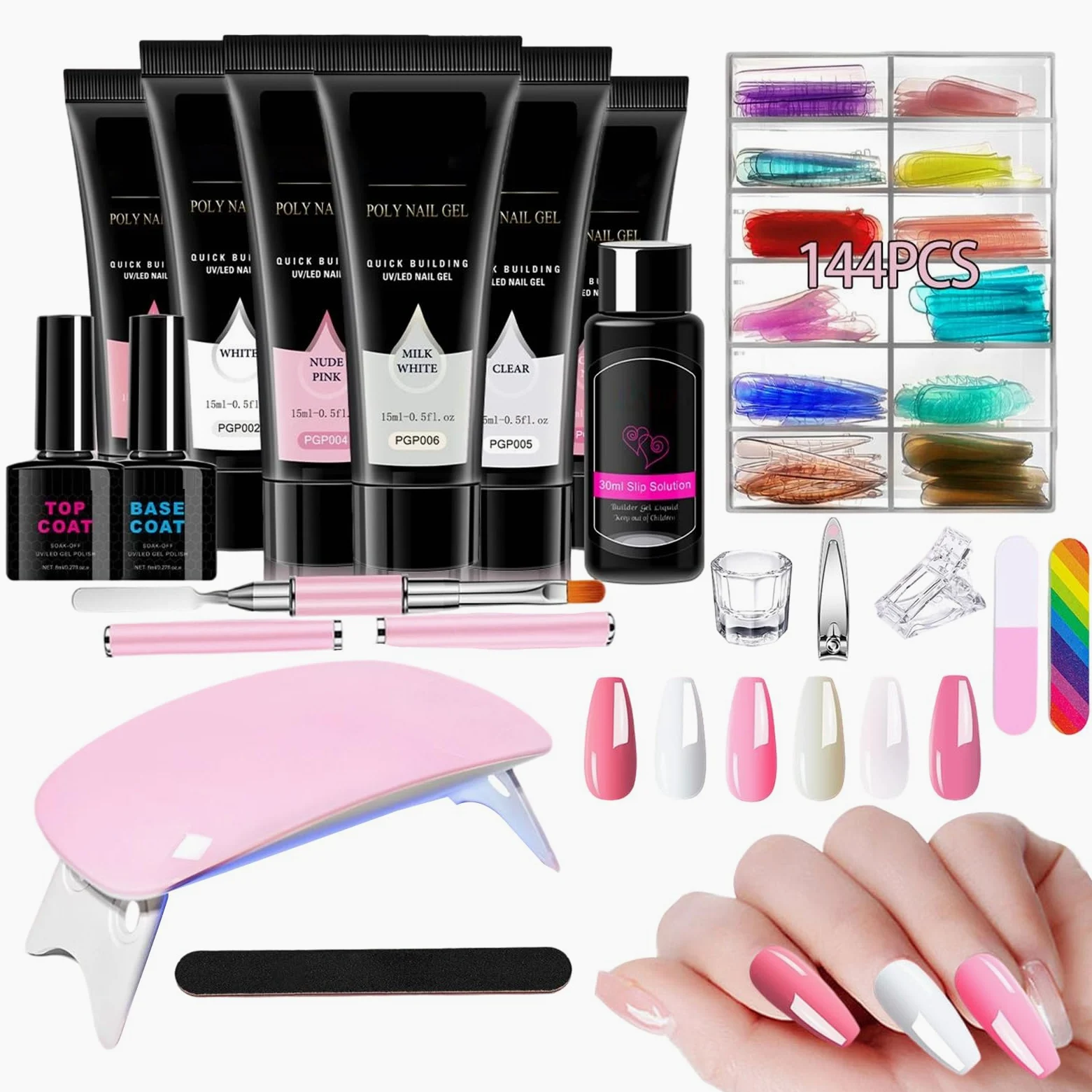 Kit Gel per Estensione Unghie 6 Colori Leggeri | Smalto Semipermanente Estensione Per Ragazze Ideale per Viaggi, Casa, Ufficio, Scuola - Regalo per Fidanzata, Moglie, ,