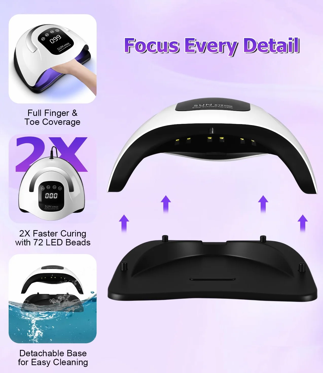 Lampada UV LED unghie 320W, fornetto unghie con 72 Perline LED, Sensore Automatico, 4 Timer, Display Digitale, lampada unghie per Manicure e Pedicure, fornetto unghie semipermanente Casa/Salone