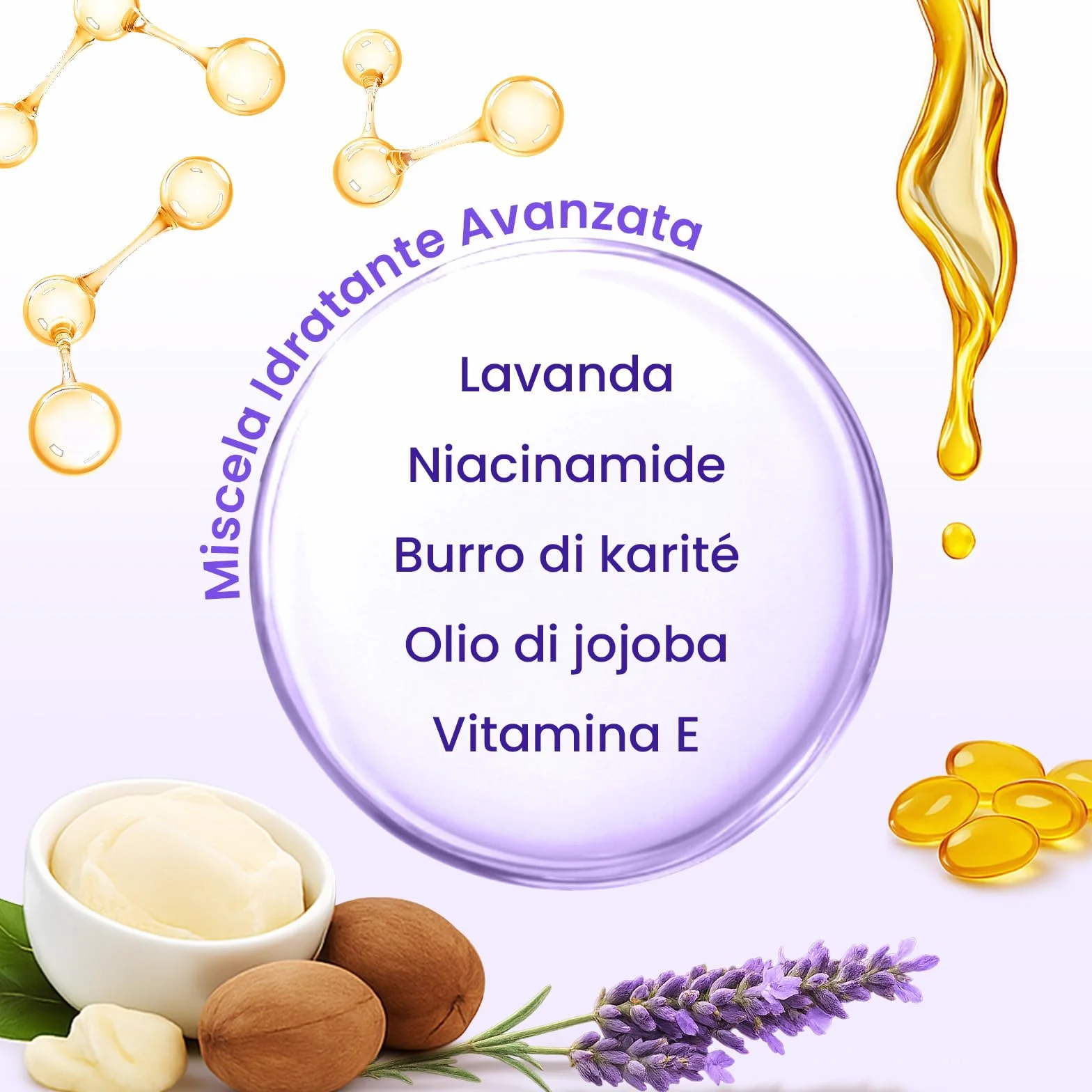 Maschera Piedi Idratante con Estratto di Lavanda, Burro di Karité, Olio di Jojoba e Vitamina E 6 Paia