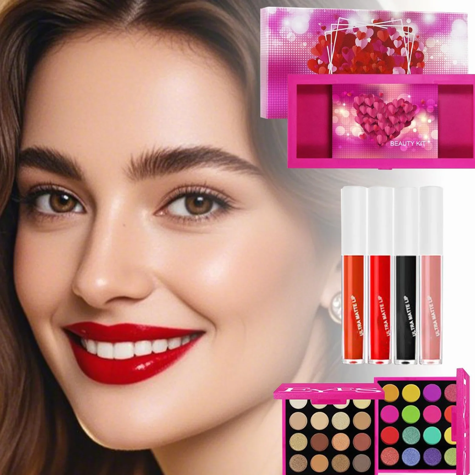 Kit Trucco Donna Trucco Completo Viso Occhi Labbra Per Donne | Cosmetici Quotidiani Con Pennello Rossetto Mascara e Fard Per Amiche Compagne