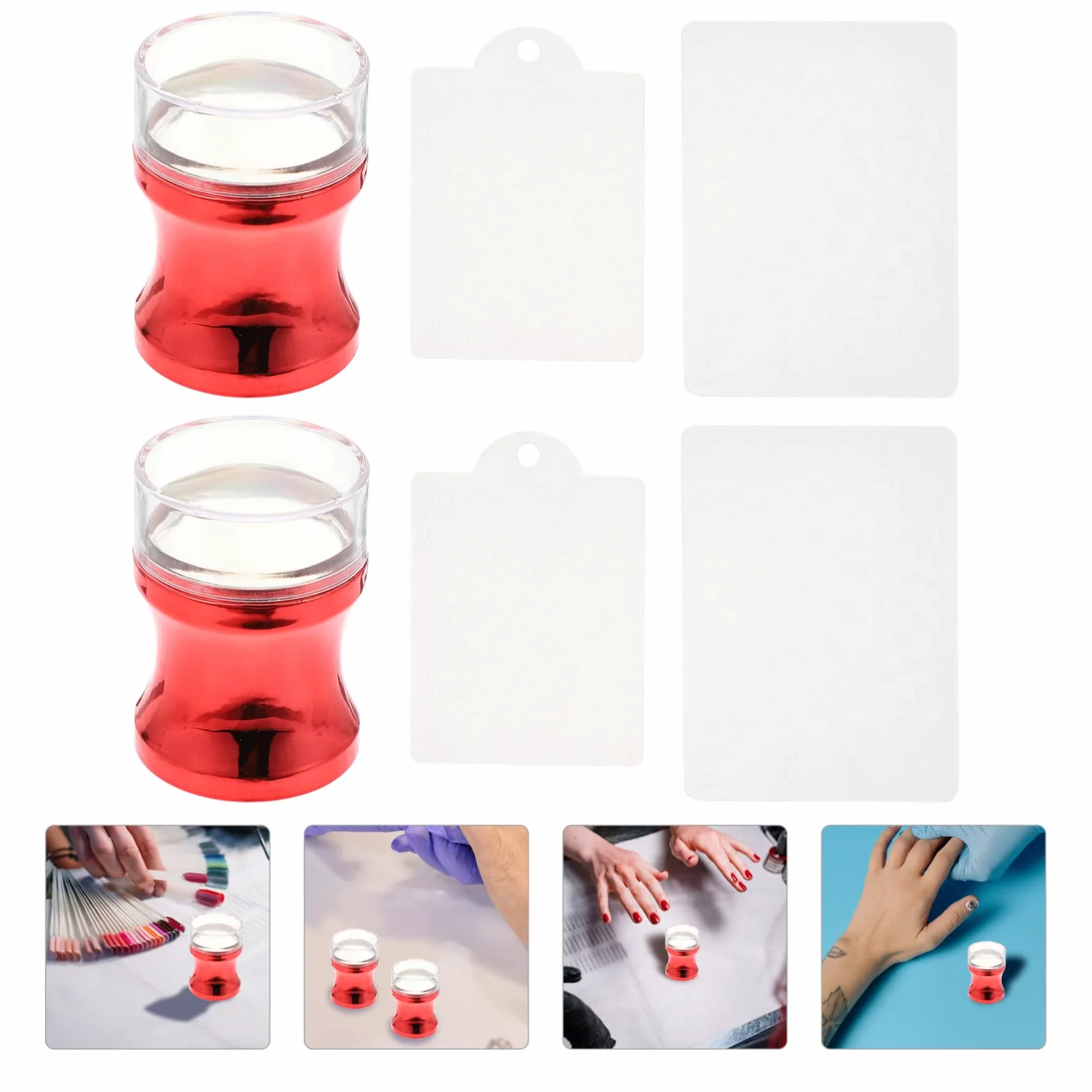 FRCOLOR 5sets Stampi Silicone Per Unghie Kit Completo Per Nail Art Con Raschietti Strumento Di Stamping Manicure Per Unghie Decorative Per Uso Professionale e Domestico