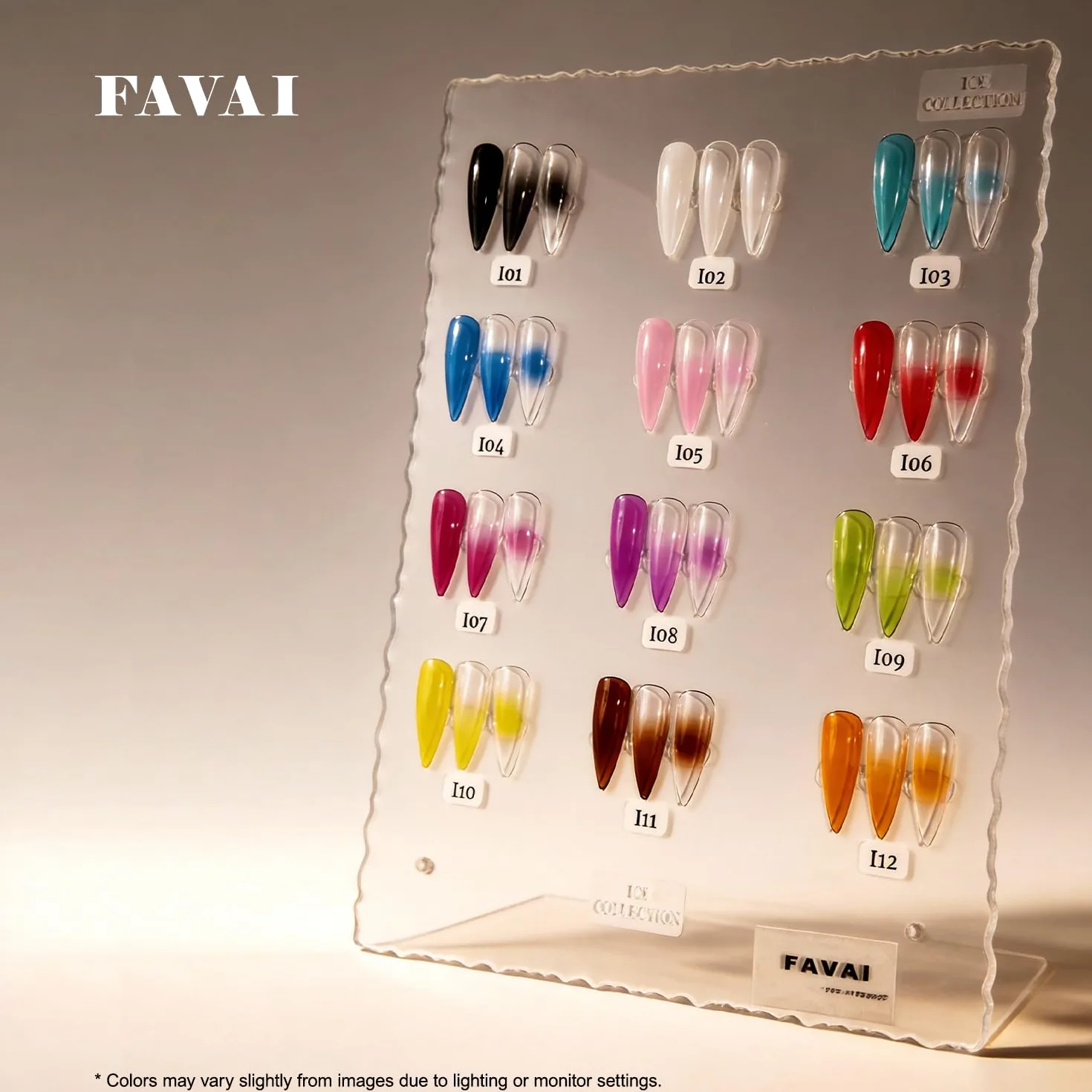 FAVAI Airbrush Gel Ice Collection – 12 colori smalto semi-permanente gelatina semi-trasparente effetto ghiaccio, gel UV senza TPO per baby boomer, francese ombreggiato & nail art professionale, 12 x