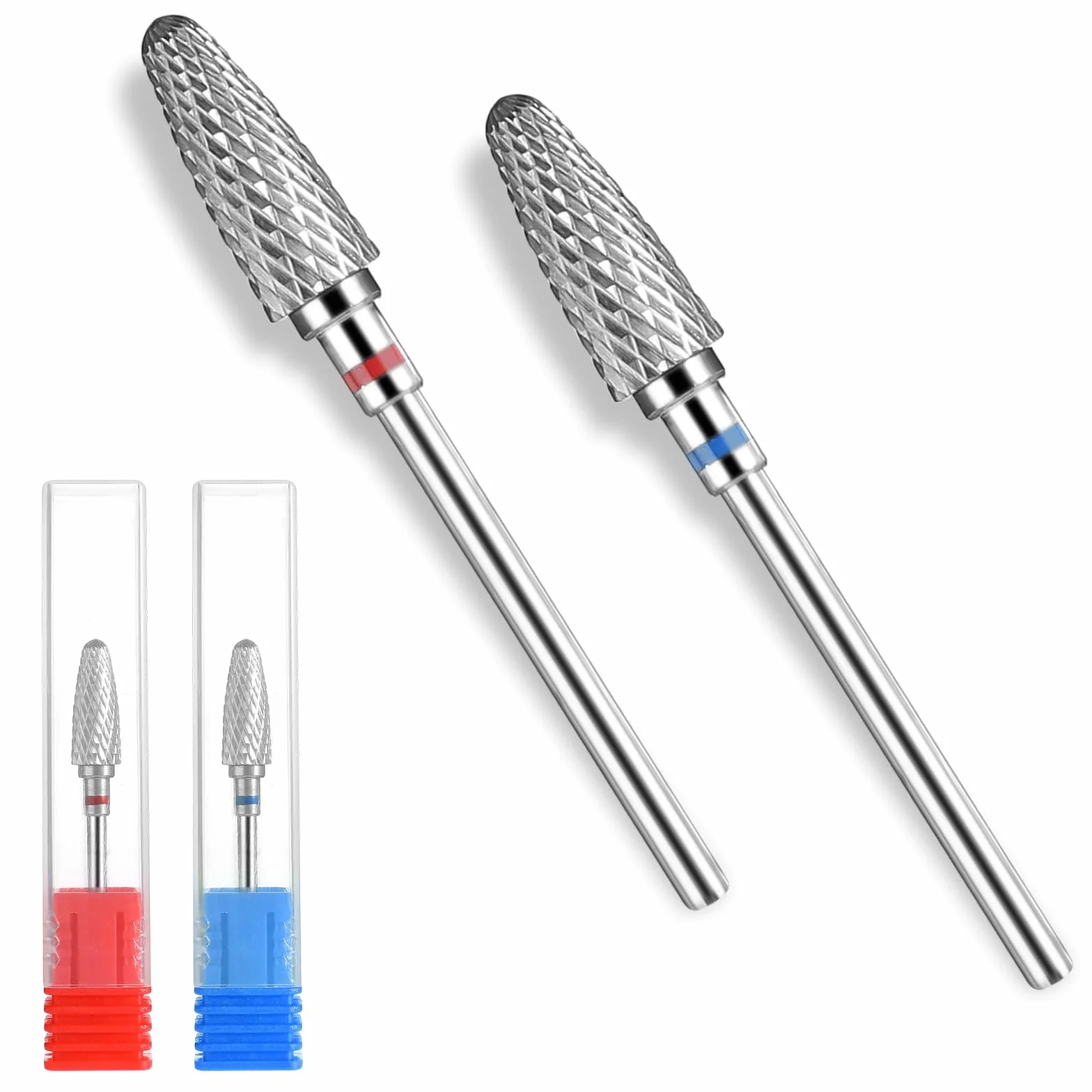 Gjinxi 2 punte per fresa per unghie, in acciaio al tungsteno, 3/32", punta per cuticole, punte abrasive, lima per unghie, punta per la rimozione di unghie in gel, acrilico, manicure, pedicure
