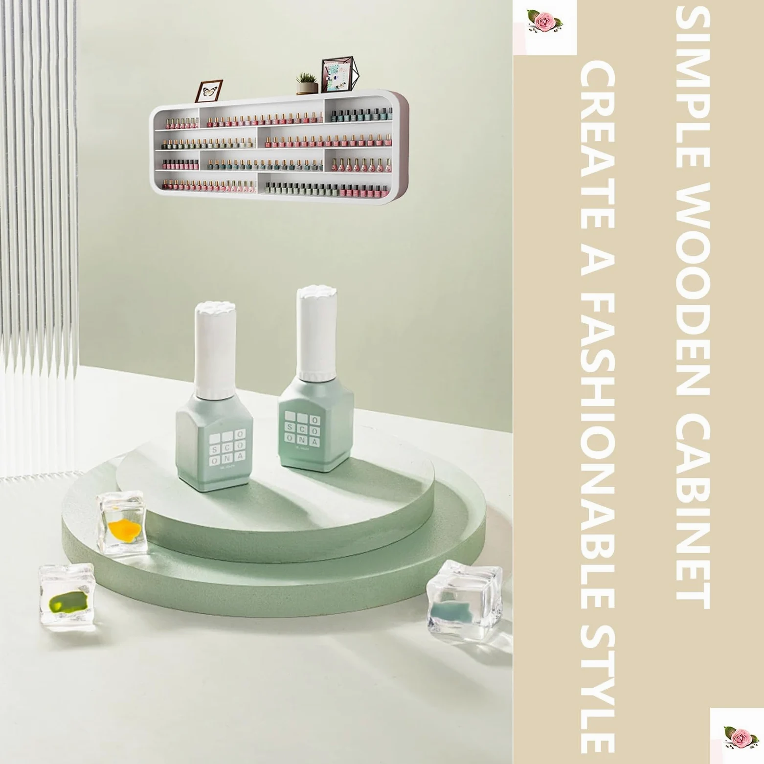 Scaffale per Smalti per Unghie Montato A Parete, Espositore per Oli Essenziali, Porta Cosmetici per Profumi da Salone, Espositore per Smalti Aperto per Uso Domestico Commerciale (Bianco),B