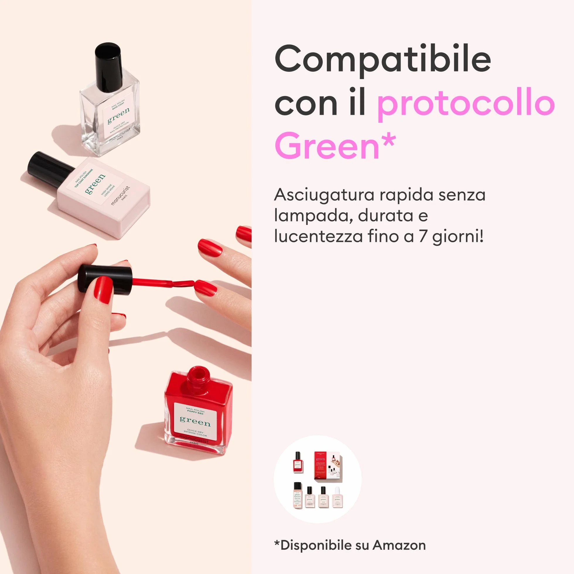 Manucurist Green Smalto Unghie Milky Pink Rosa Lattiginoso Smalti per Unghie Classico Vegano Biologico 80% Manicure Professionale
