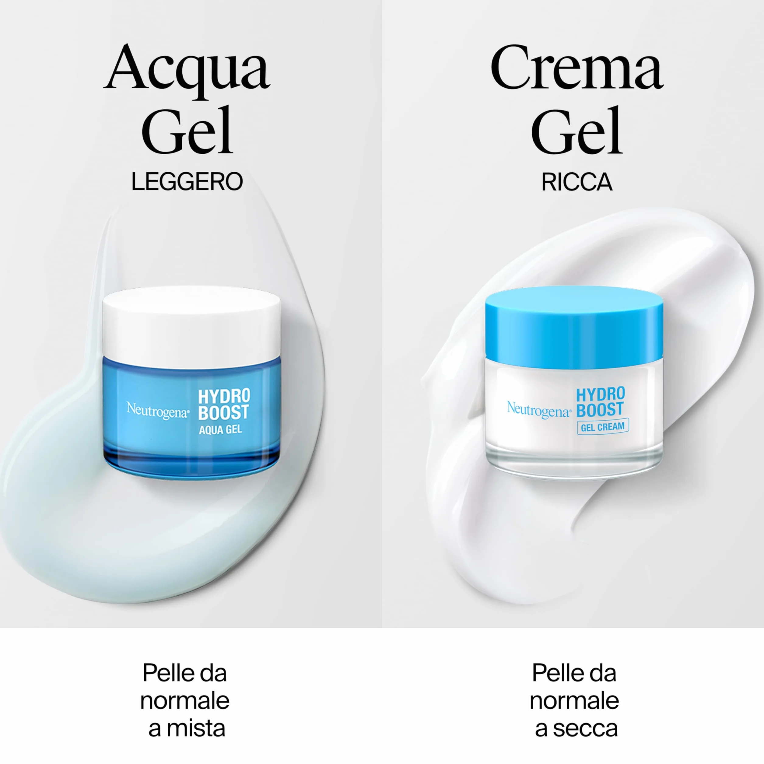 Neutrogena Hydro Boost Acqua Gel, Crema idratante viso in gel leggero a base acqua, Crema viso Acido Ialuronico per un'idratazione intensa, Ideale per pelle mista e sensibile, 50 ml