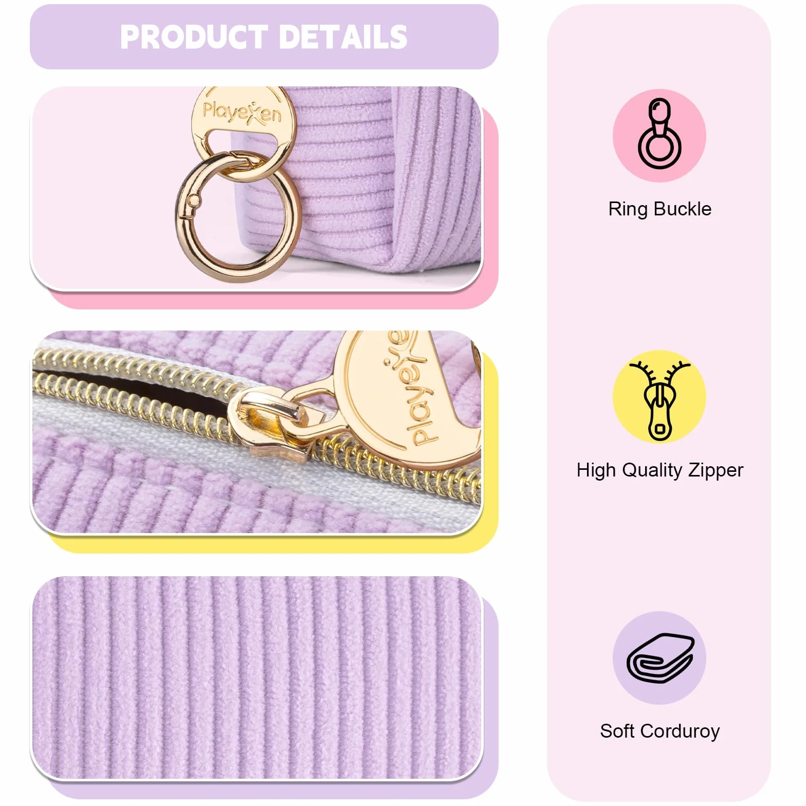 Mini Pochette Donna Trucchi Piccola Trousse da Borsetta Ragazza Beauty Case da Viaggio per Rossetti Organizer Borse da Cosmetic Portatile Portamonete in Velluto a Coste per Amica Compleanno(Viola-A)