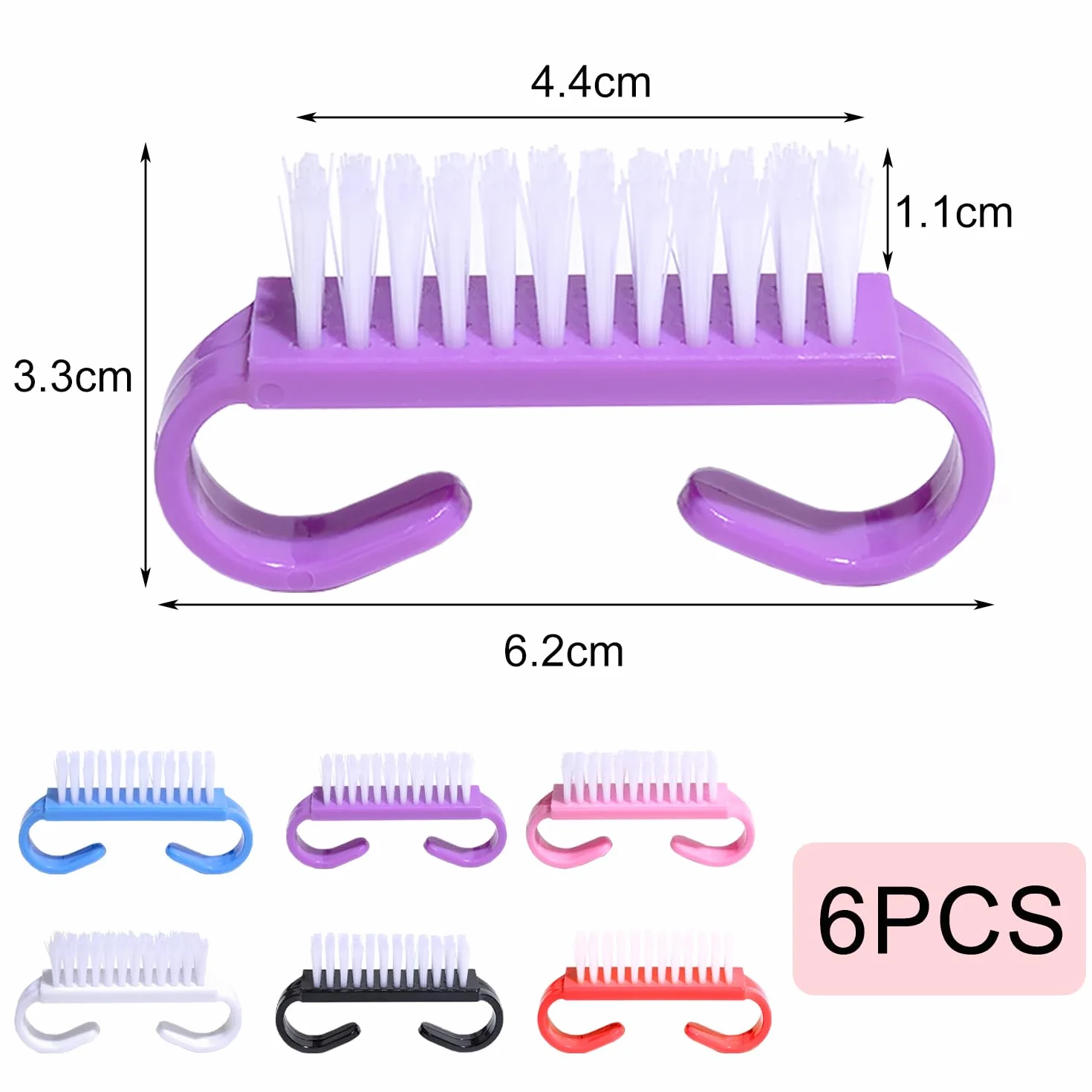 6 Pacchi Manico Spazzola per Unghie, per Dita e Unghie Pulitore Pennelli per Uomini e Donne(6 Colore?