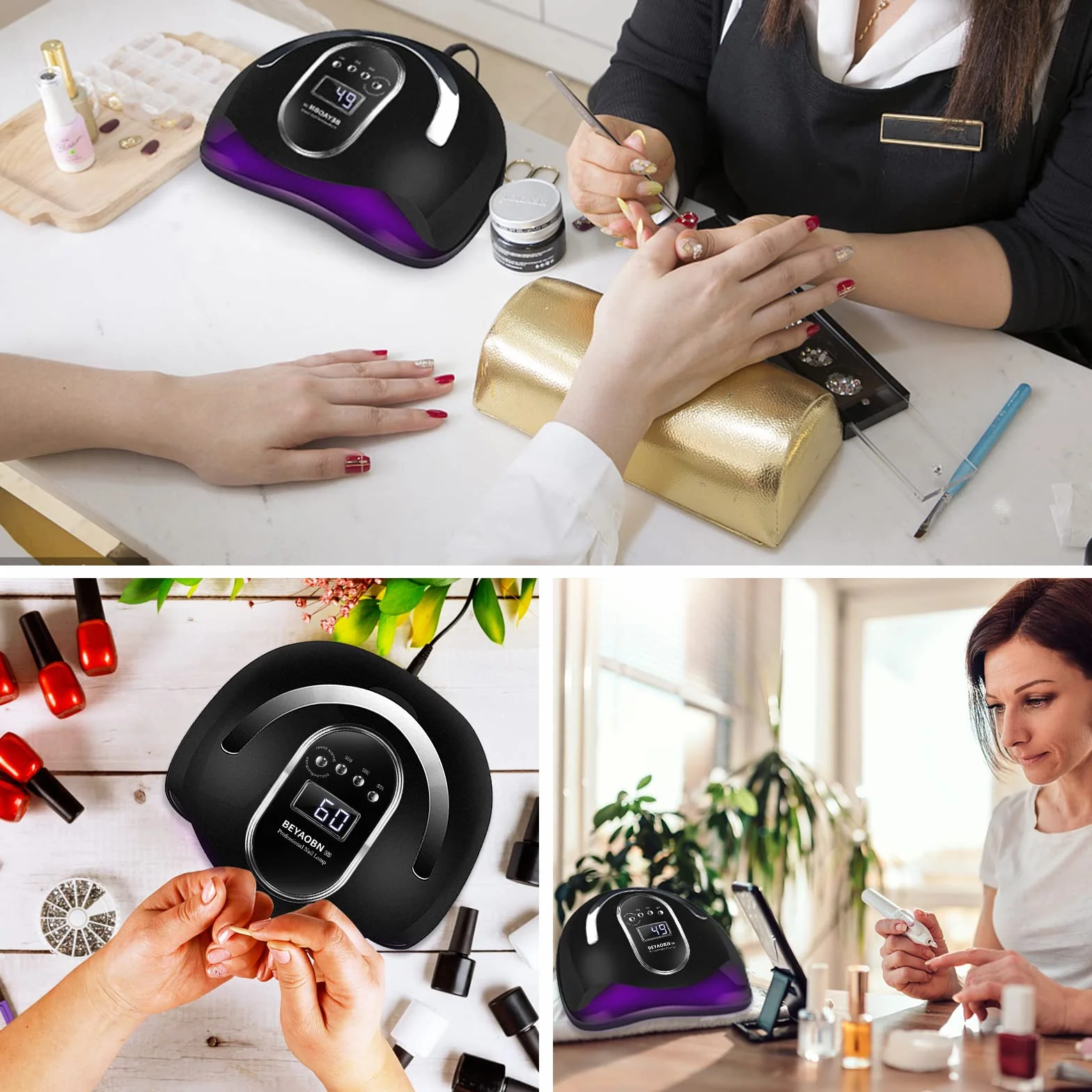 Lampada UV LED Lampada Unghie 168W Professionale, 4 Timer con 10s/30s/60s/99s, Fornetto per Manicure/Pedicure Permanente Smalto Semipermanente, Display LED Automatico Sensore