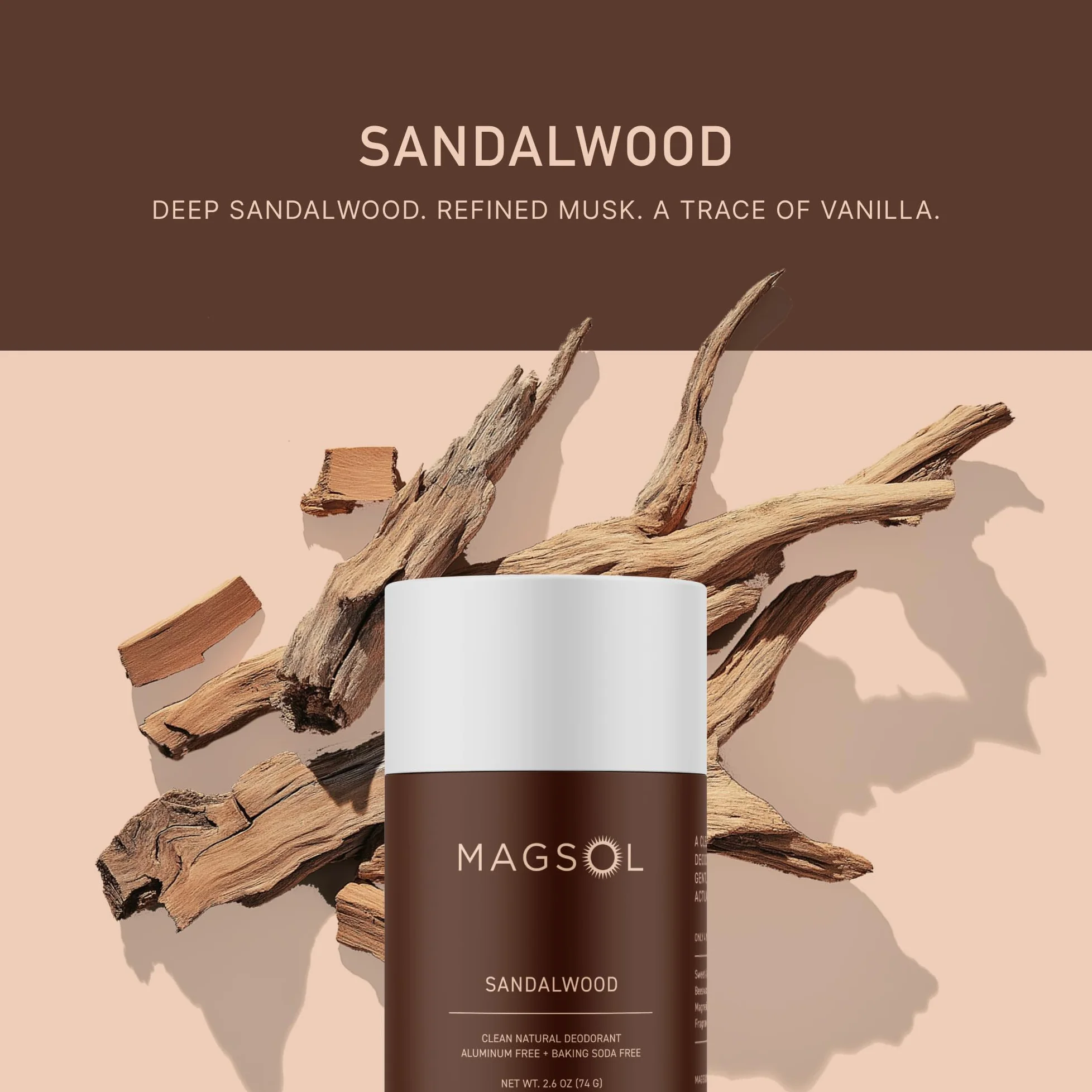 MagSol Organics Magsol - Deodorante naturale da uomo, deodorante senza alluminio per donna (confezione da 2) (legno di sandalo)