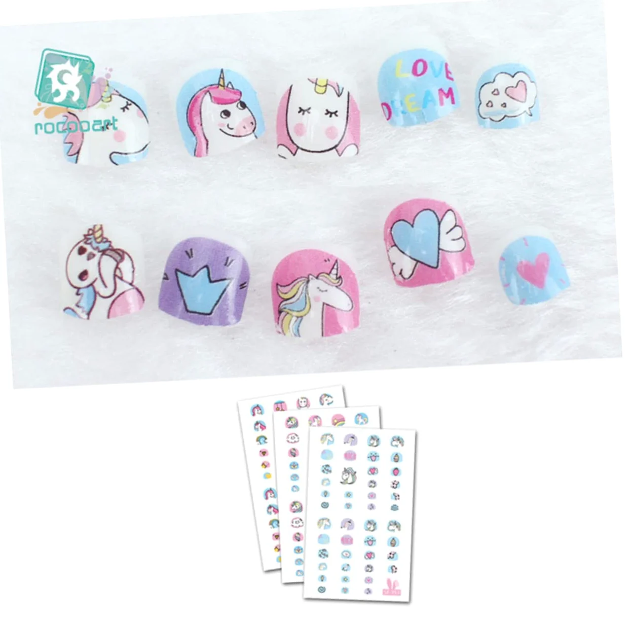 FRCOLOR 30fogli Adesivi Per Unghie Tema Unicorno Adesivi Cartoon Autoadesivi Per Nail Art Per Ragazzo Ragazza Motivi Casual