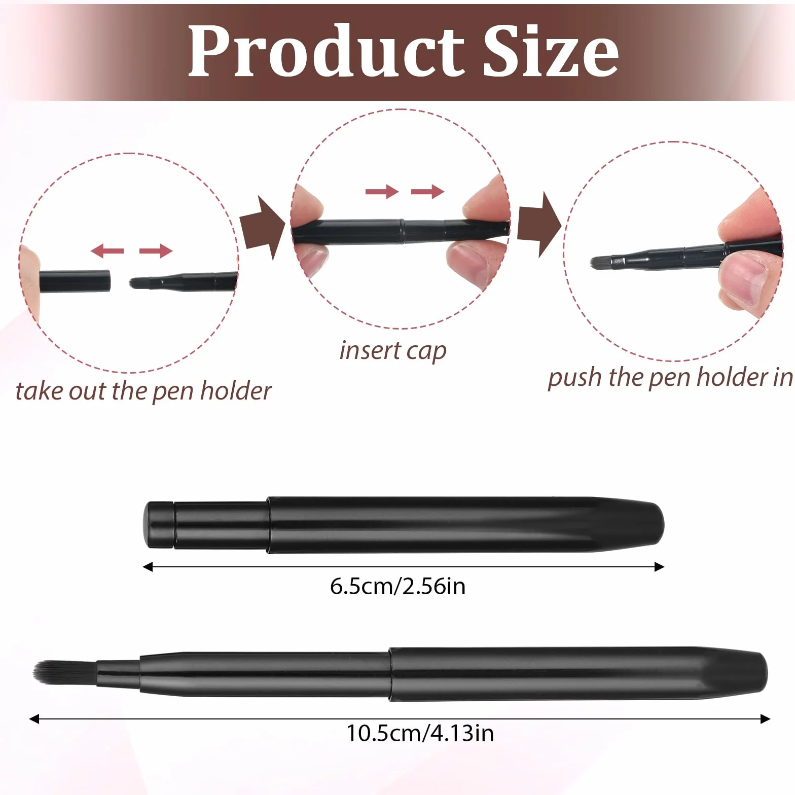 2 pennelli per labbra, rossetto, retrattile, nero, piatto, correttore, mini labbra, applicatore portatile per fondotinta, pennello per labbra