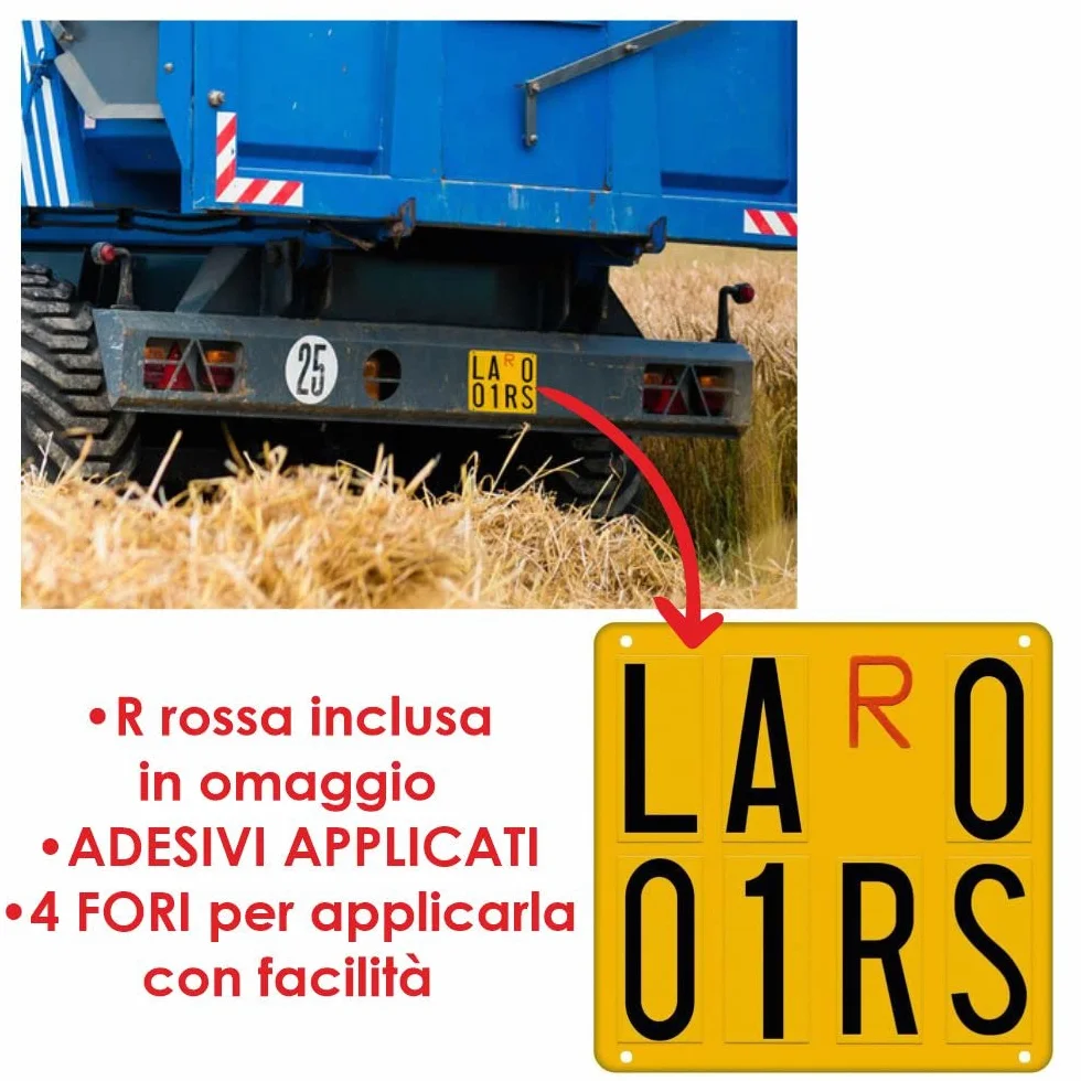 Targhe in alluminio per rimorchi agricoli e macchine operatrici trainate omologata