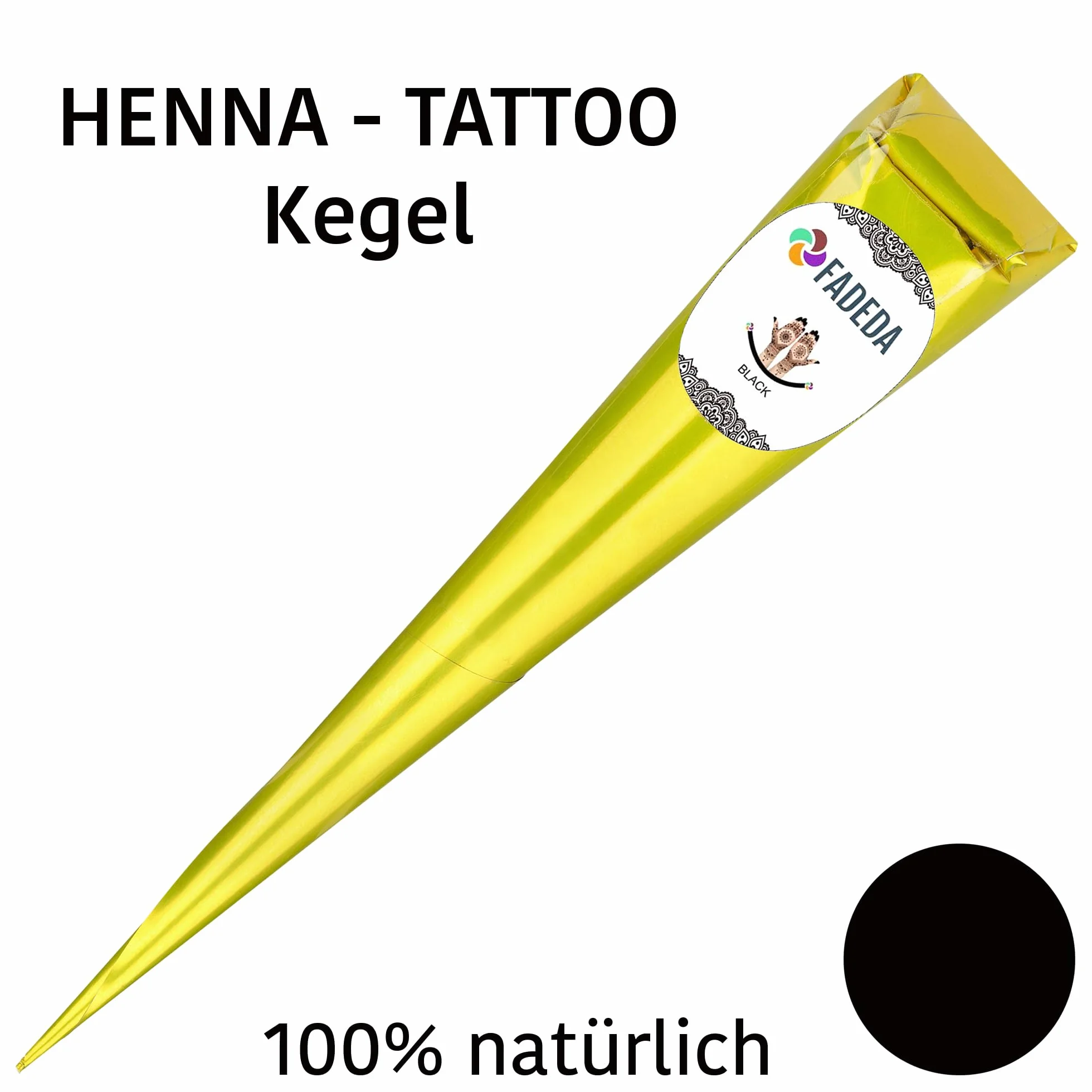 FADEDA - 4 coni di henné, 4 confezioni da 25 g di pasta naturale, nero, 100% vegetali, pronti all'uso e senza PPD, vegani, biologici, halal, mehandi
