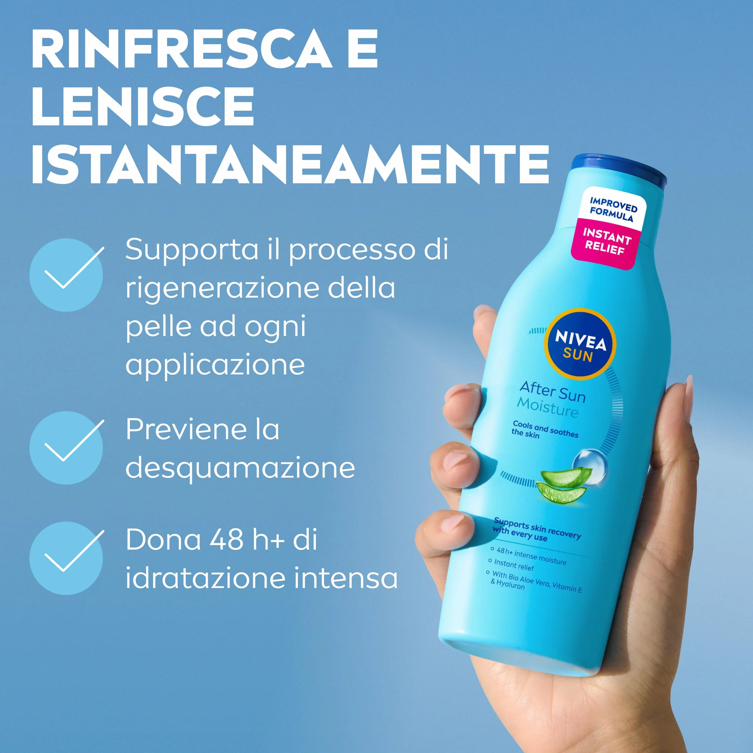 NIVEA SUN Doposole Hydrate 200 ml Aftersun con Aloe Vera Bio Vitamina E e Acido Ialuronico