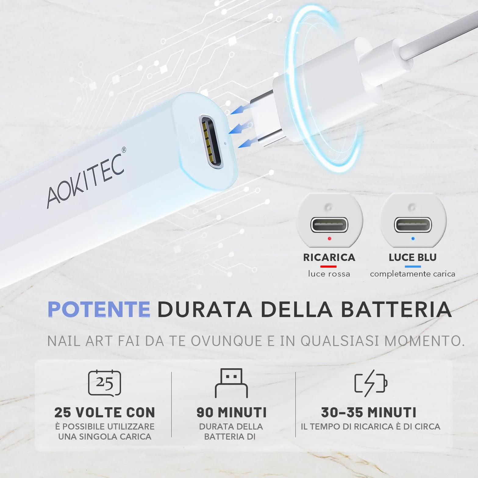 Aokitec Lampada UV LED Unghie, Lampada portatile per unghie, lampada semipermanente unghie, Unghie delle mani e dei piedi ad asciugatura rapida, Previene l'oscuramento della pelle intorno alle unghie