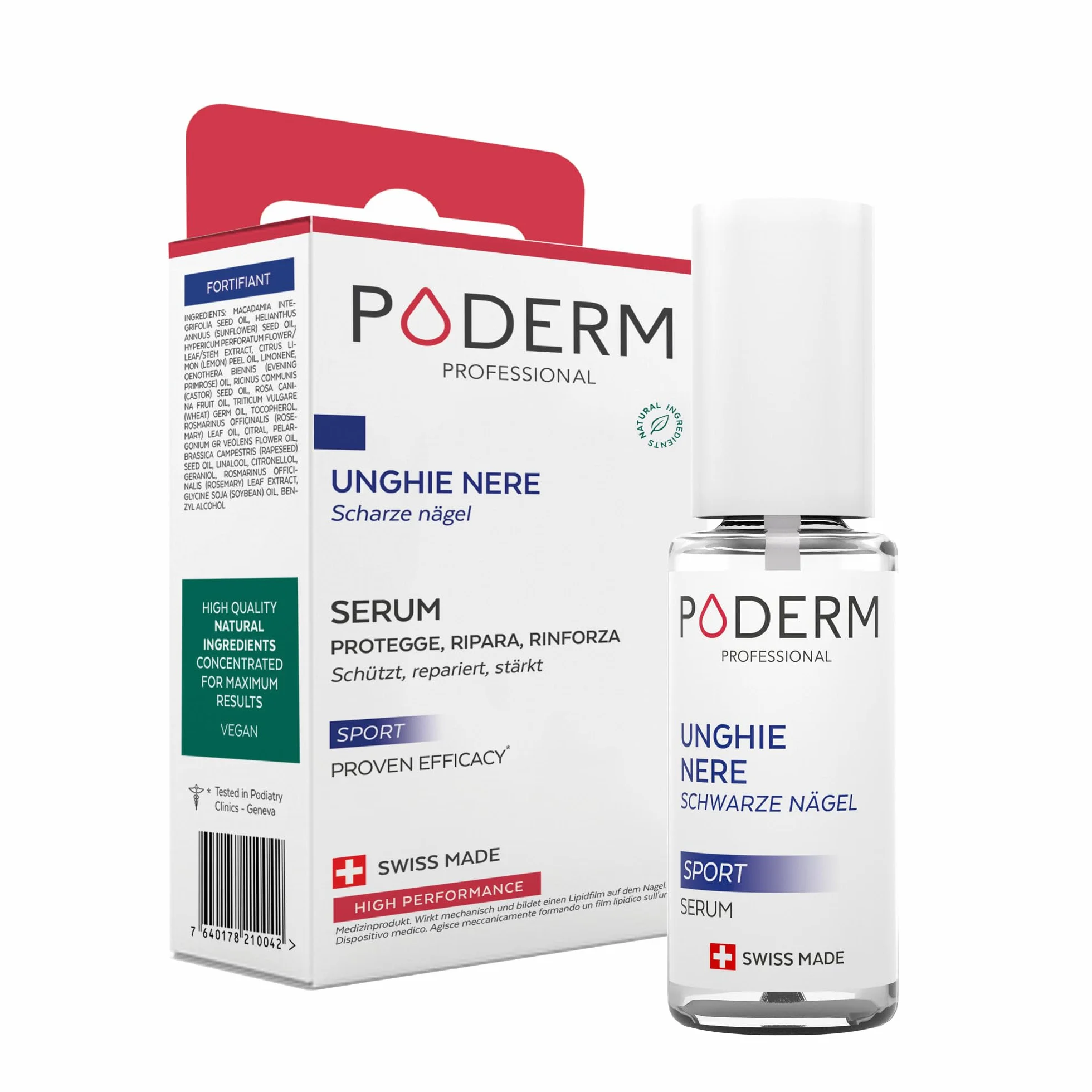 PODERM - UNGHIE NERE E TRAMAUTIZZATE | Trattamento per piante dei piedi anti-ematoma, antimicotico, antibatterico e riparatore | Cura professionale piede/mano | Facile e veloce | Prodotto in Svizzera