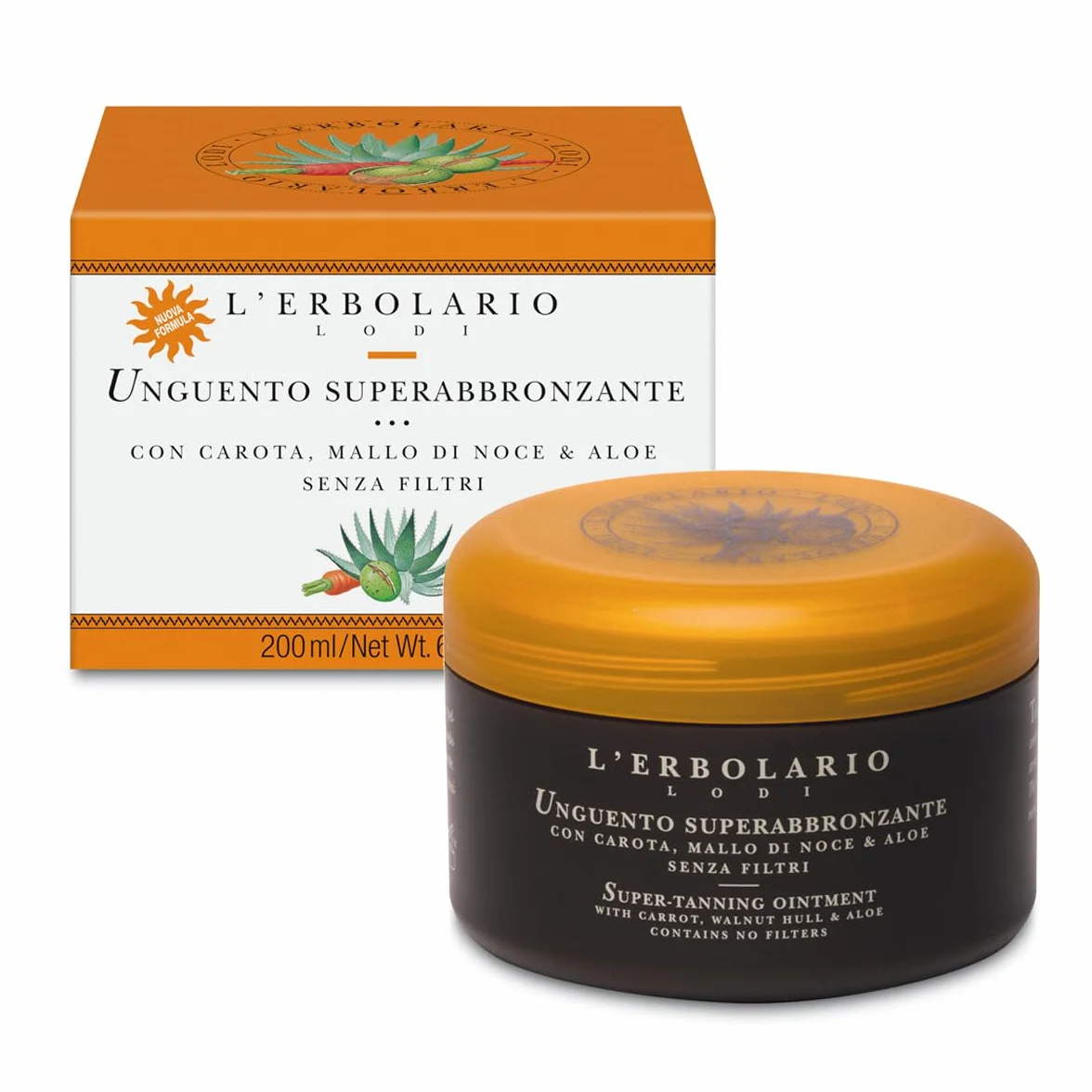L'Erbolario Unguento Super Abbronzante Olio di Carota Noce e Aloe Vera 200 ml