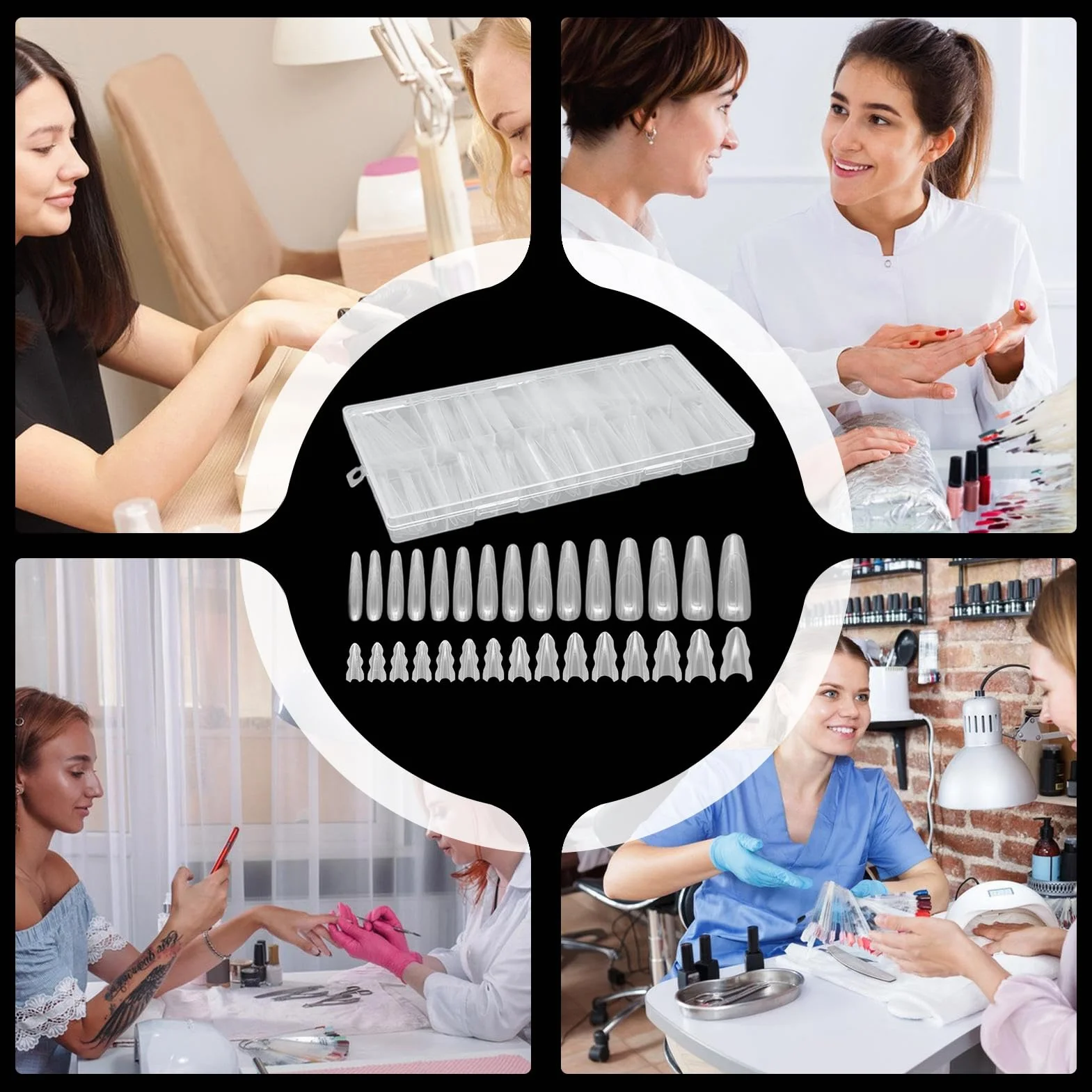 Forme Per Unghie In Plastica ABS – Allungamento Unghie, Tip In Gel Trasparenti A Copertura Totale | Set Di Punte Per Unghie Artificiali