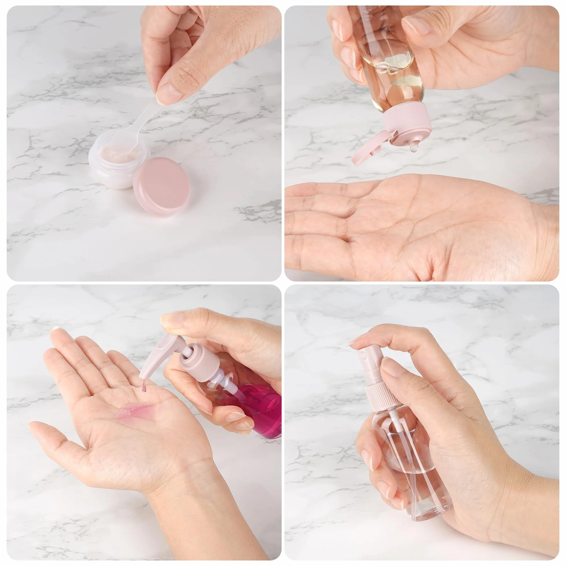 Set di 11 kit viaggio liquidi, contenitori da viaggio 30/50/60/80 ML, flaconi spray trasparenti, set regalo donna