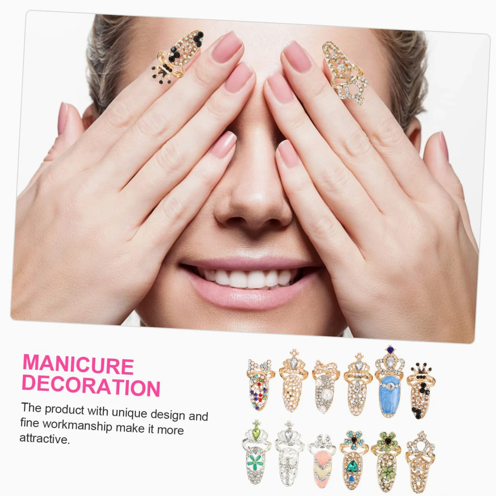 FOMIYES 2 Set Di Ciondoli Per Unghie Per Donne Decorazioni Per Manicure Robusti Gioielli Per Unghie Facile Applicazione 12 Pezzi * 2