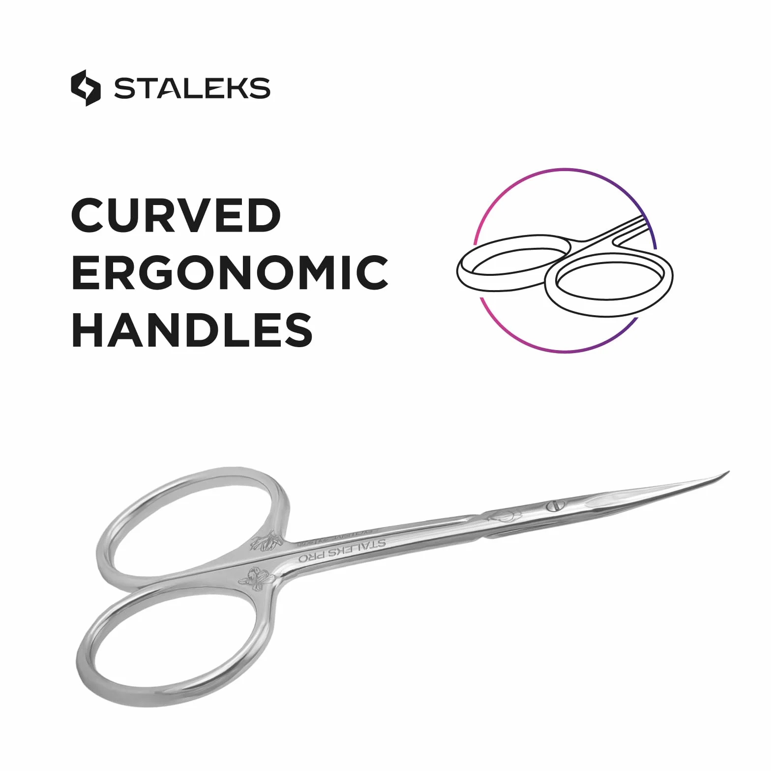 STALEKS Pro Forbici Professionali per Pelle Cuticole Maniglia Curva Lama 25mm SX-21/2m