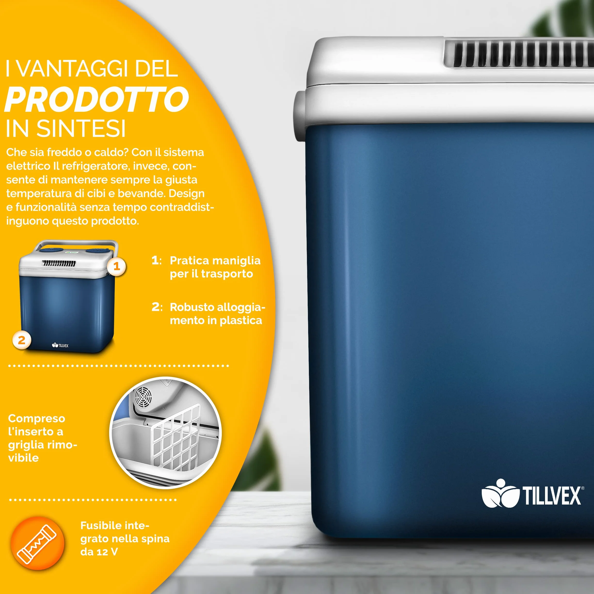 tillvex Frigorifero Elettrico Portatile 32L Mini-frigorifero 230V 12V Campeggio