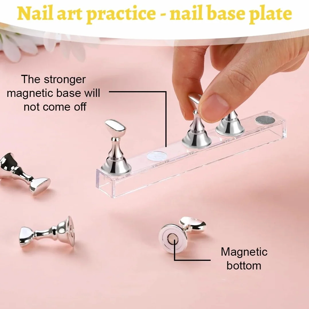 JEYORZY 2 Set Supporto Espositore Unghie Display Magnetico Acrilico per Manicure e Salone con 200 Adesivi
