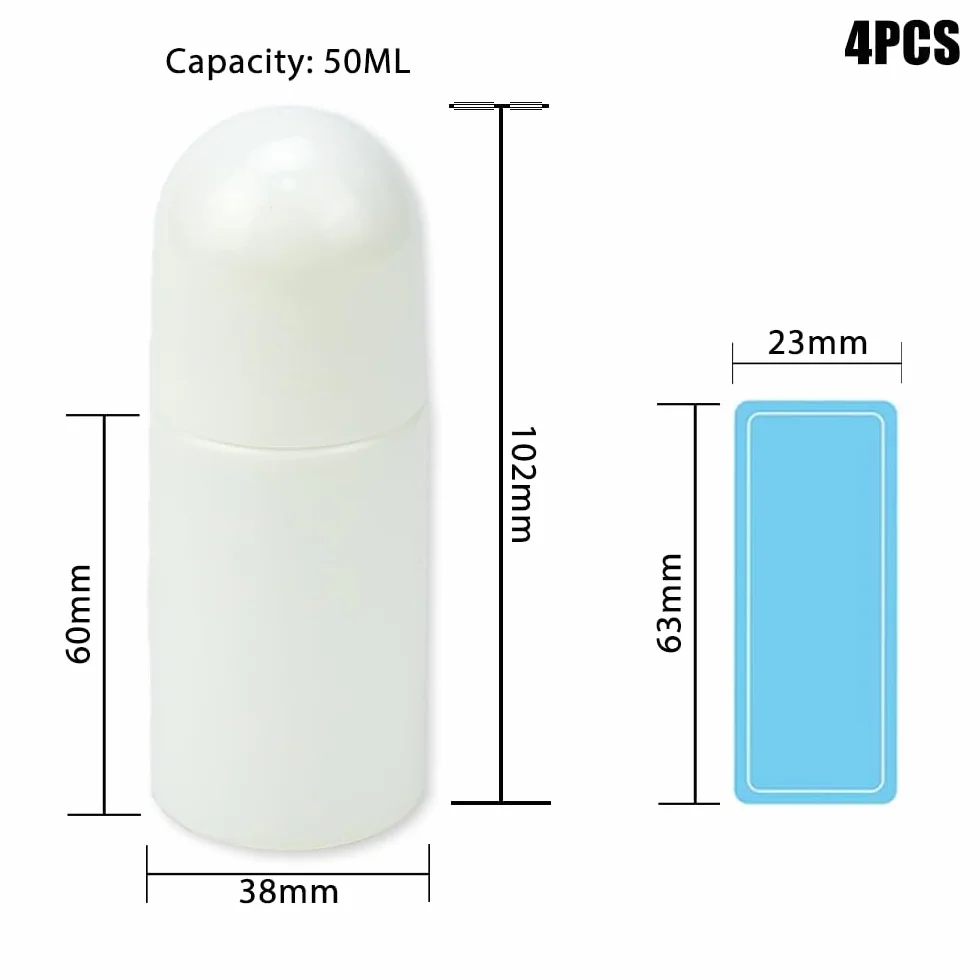 4 Pz Bottiglie a Rullo in Plastica Bottiglie Vuote con Sfera a Rullo da 50ml Contenitori Deodoranti Fai da Te con Sfera a Rullo per Aromaterapia, Profumi, Deodorante e Cosmetici