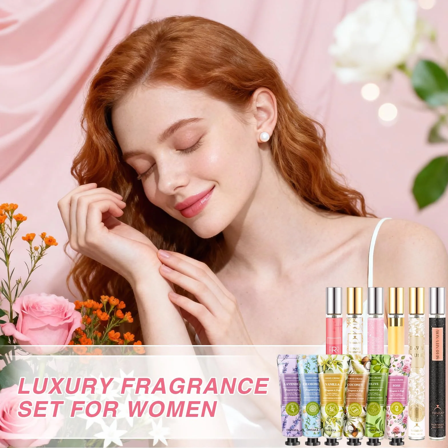 Profumo di alta qualità per donne, 6x35 ml mini profumo da donna + 6 crema per le mani set, Eau de Parfum da donna, con dolce profumo di fiori e frutta, regalo per compleanno, San Valentino