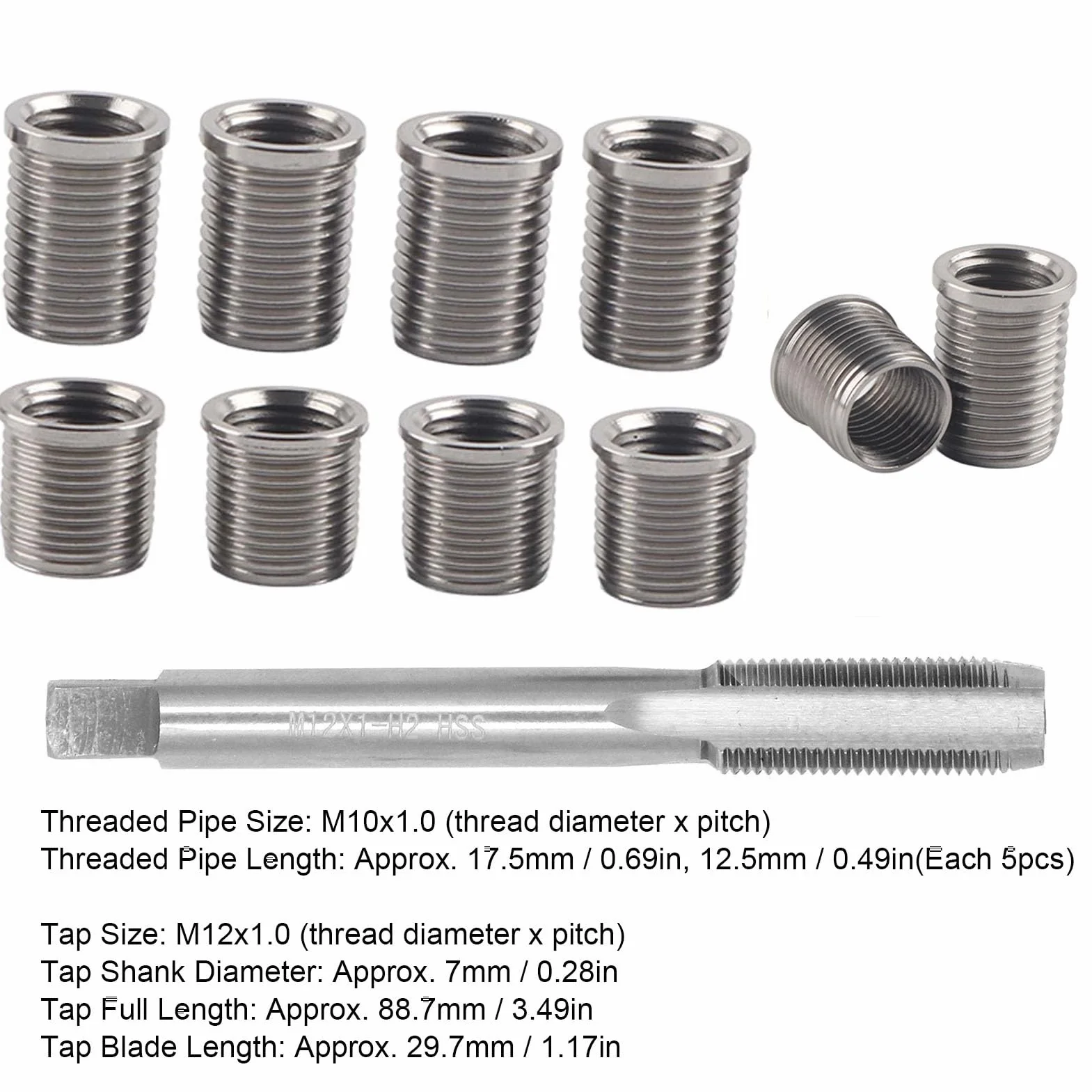 Bullone M10x1.0 Kit Riparazione Filettatura Candela Auto M12x1.0