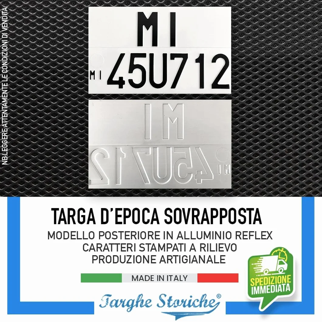 Targa Personalizzata Modello Posteriore 1985-1994 Alluminio Catarifrangente Made in Italy