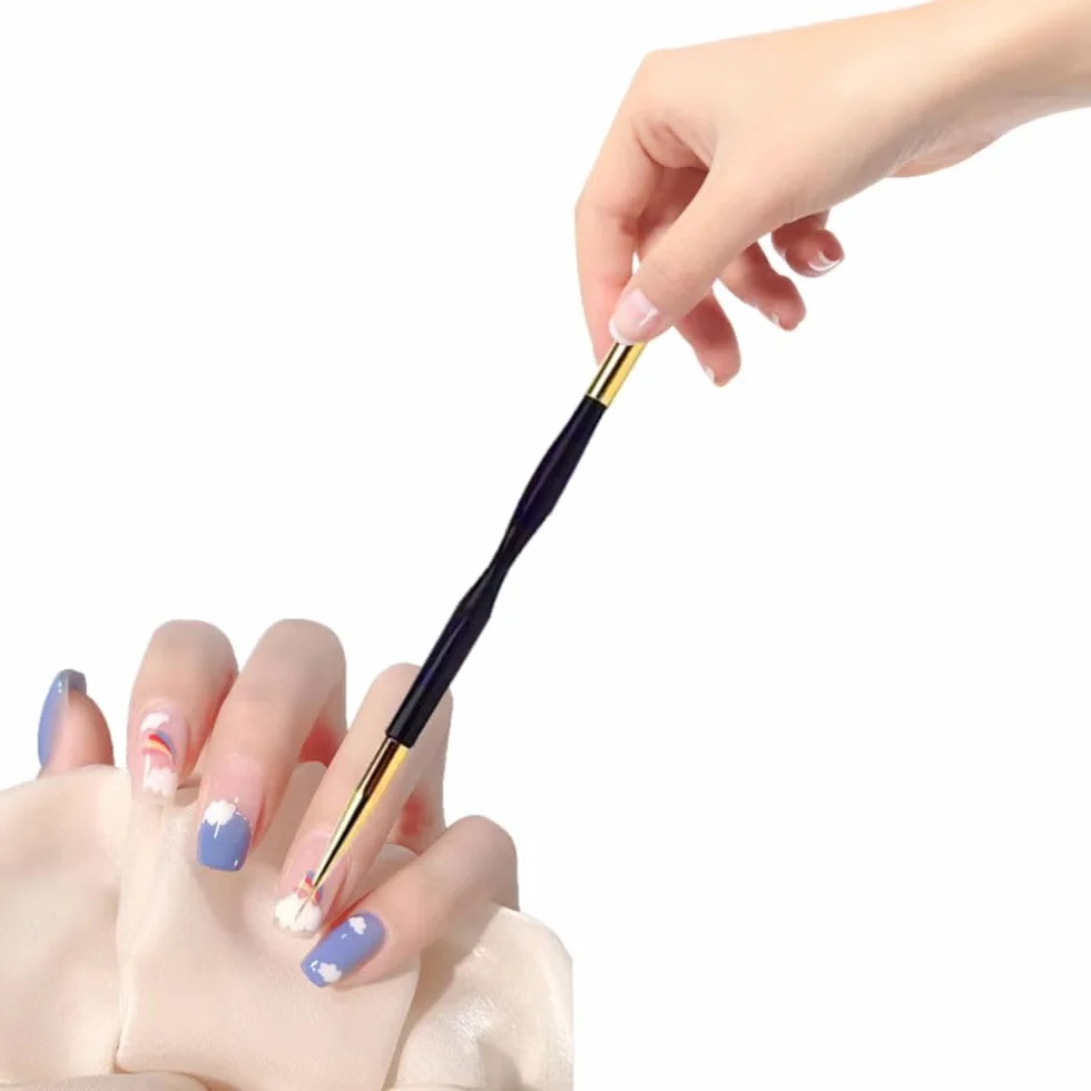 Pennelli per Unghie, 3 Pezzi di Pennelli per Unghie in Gel, Pennelli Nail Art, 2 in 1 Dual-ended Nail Art Pennelli, per Manicure