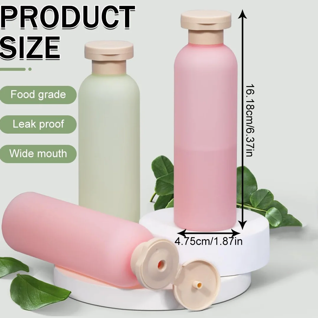 Bottiglie per Shampoo, 4 pezzi, Bottiglie da spremere,confezione contenitori vuoti da 260 ml, Flaconi da Viaggio Ricaricabili, Idéal pour Shampoing, Gel Douche, Crème, Lotions